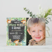 Young Wild en drie Oerwoud verjaardagsfeestje foto Kaart (Staand voorkant)