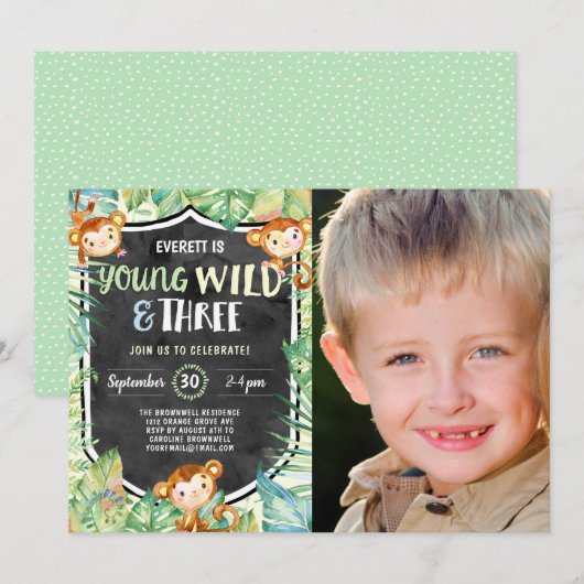 Young Wild en drie Oerwoud verjaardagsfeestje foto Kaart (Voorkant / Achterkant)
