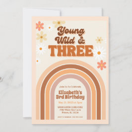 Young Wild en DRIE retro verjaardagsuitnodiging Kaart