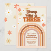 Young Wild en DRIE retro verjaardagsuitnodiging Kaart (Voorkant / Achterkant)