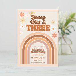 Young Wild en DRIE retro verjaardagsuitnodiging Kaart