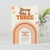 Young Wild en DRIE retro verjaardagsuitnodiging Kaart (Staand voorkant)