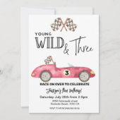 Young Wild en DRIE rode raceauto 3e verjaardag Kaart (Voorkant)