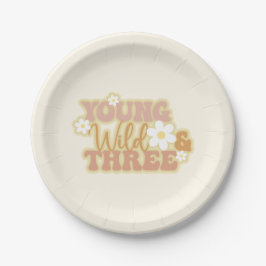 Young Wild en drie verjaardagen Shirt voor peuter Papieren Bordje