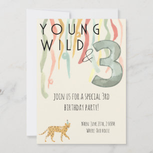 Young Wild en Drie Verjaardagsfeest Uitnodiging