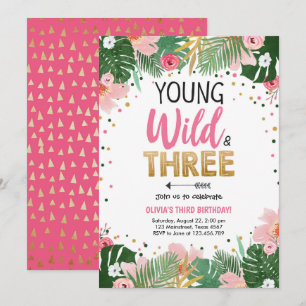 Young Wild en Drie Verjaardagsfeestje Tropisch Saf Kaart