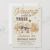 Young, Wild en drie Westerne verjaardagsuitnodigin Kaart (Voorkant)
