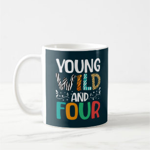 Young Wild en Four Funny 4th Birthday Kinder Koffiemok