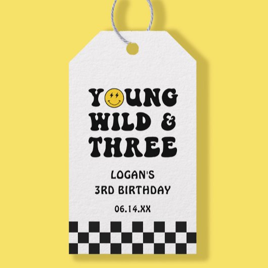 Young Wild en Three Boy 3rd Birthday Gift Label Cadeaulabel