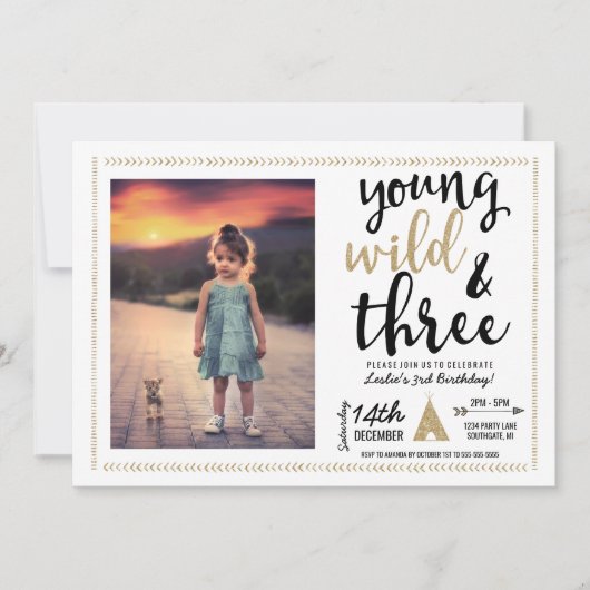 Young Wild en Three Foto Uitnodiging (Voorkant)