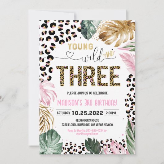 Young Wild en Three Leopard drukken Oerwoud verjaa Kaart (Voorkant)