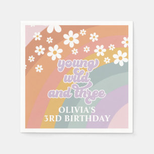 Young Wild en Three Retro Rainbow Napkins Servet
