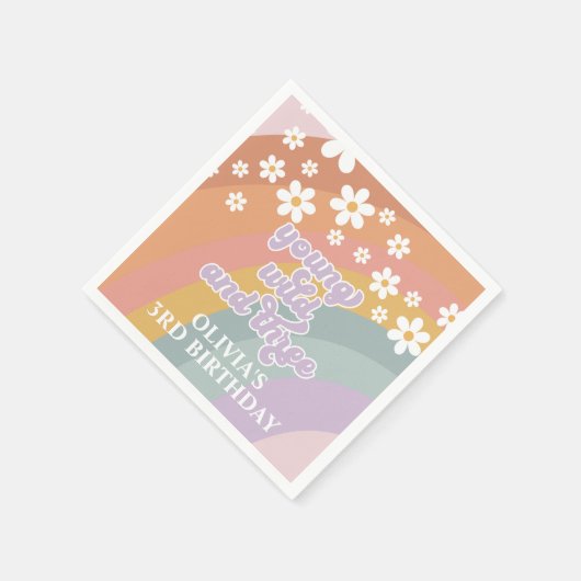 Young Wild en Three Retro Rainbow Napkins Servet (Hoek)