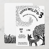 Young Wild en Three Woodland Fox Kaart (Voorkant / Achterkant)