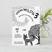 Young Wild en Three Woodland Fox Kaart (Staand voorkant)