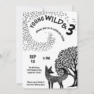 Young Wild en Three Woodland Fox Kaart