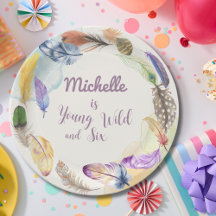 Young Wild en Waterverf Boho Feathers