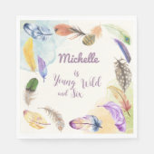 Young Wild en Waterverf Boho Feathers Servet (Voorkant)