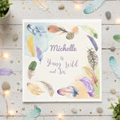 Young Wild en Waterverf Boho Feathers Servet