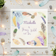Young Wild en Waterverf Boho Feathers