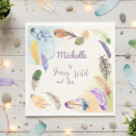 Young Wild en Waterverf Boho Feathers Servet