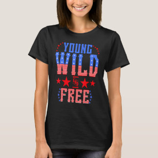 Young Wild & Free Memorial Day Patriotic Mam Girl T-shirt