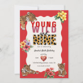 Young Wild Nine Tiger Jungle Birthday Kaart (Voorkant)
