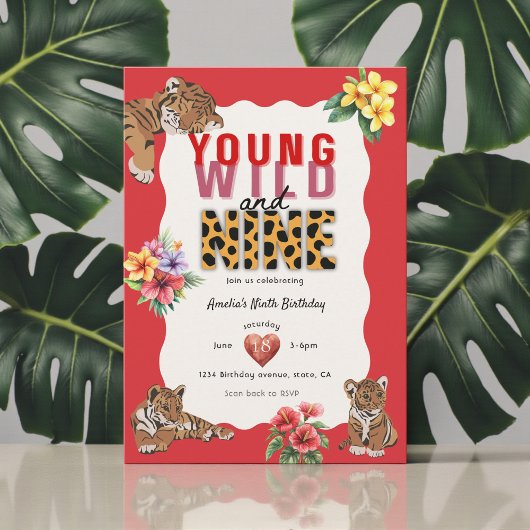 Young Wild Nine Tiger Jungle Birthday Kaart
