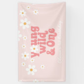 Young Wild One retro Daisy Pink verjaardagbank Spandoek (Verticaal)