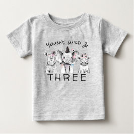 Young Wild & Three | 3e Verjaardag T Shirt