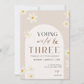 Young Wild & Three Birthday Invitation Kaart (Voorkant)