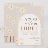 Young Wild & Three Birthday Invitation Kaart (Voorkant / Achterkant)