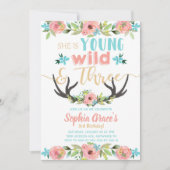 Young Wild & Three Birthday Invitation Kaart (Voorkant)