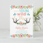 Young Wild & Three Birthday Invitation Kaart (Staand voorkant)