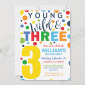 Young Wild Three Birthday Nodig je 3e verjaardag u Kaart (Voorkant)
