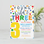Young Wild Three Birthday Nodig je 3e verjaardag u Kaart (Staand voorkant)