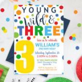 Young Wild Three Birthday Nodig je 3e verjaardag u Kaart