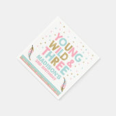 Young Wild & Three Birthday Party Napkin Pink Gold Servet (Hoek)