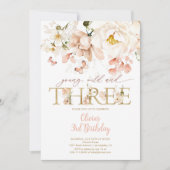 Young Wild & Three Blush Bloemen Derde Verjaardag Kaart (Voorkant)