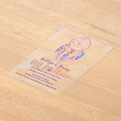 Young, Wild & Three Boho 3rd Verjaardag Acryl Uitnodigingen (Laagn)