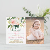 Young Wild & Three Boho Floral Pink Gold Birthday Kaart (Staand voorkant)
