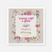 Young Wild & Three Boho Flower Garden Verjaardag Servet (Voorkant)