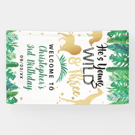 Young Wild & Three Boys Third Birthday Welkom Spandoek (Horizontaal)