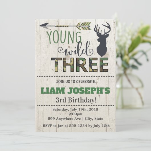 Young Wild & Three Boys - Uitnodiging voor 3e verj (Staand voorkant)
