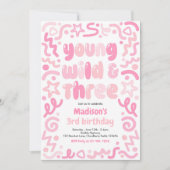 Young Wild & Three Confetti Balloon 3rd Birthday  Kaart (Voorkant)
