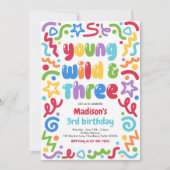 Young Wild & Three Confetti Balloon 3rd Birthday Kaart (Voorkant)