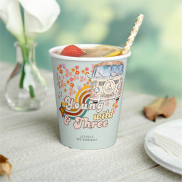 Young Wild & Three Daisy Hippie Van Derde Verjaard Papieren Bekers