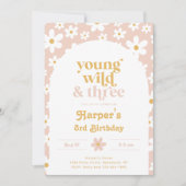 Young, Wild & Three Daisy Invitation | Daisies Kaart (Voorkant)