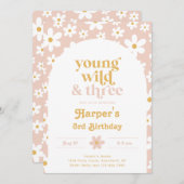 Young, Wild & Three Daisy Invitation | Daisies Kaart (Voorkant / Achterkant)