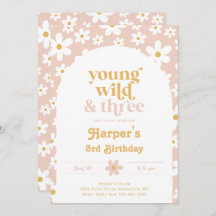 Young, Wild & Three Daisy Invitation | Daisies